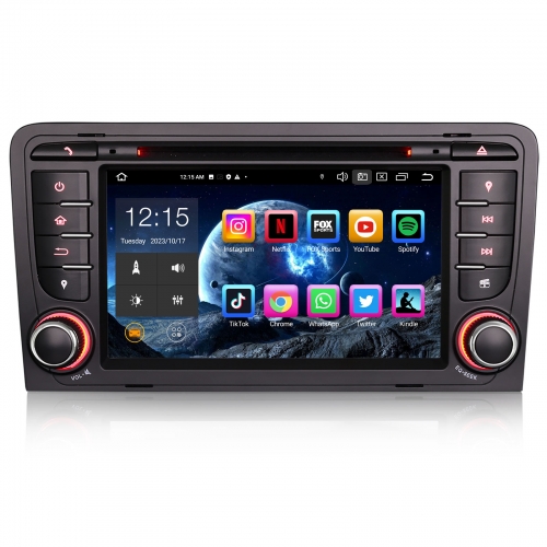 Erisin ES8547A 8-Kern Android 14 Car Stereo Sat Nav CarPlay DAB+ Android Auto BT5.0 RDS DSP CD Player For AUDI A3 S3 RS3 RNSE-PU