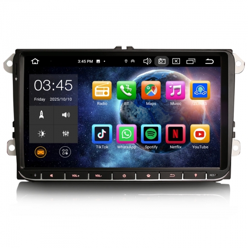 Erisin ES8528V 9" 8-Kern Android 14 Autoradio GPS Navi CarPlay DAB+ OPS Für VW Golf 5/6 Passat Polo Tiguan Jetta Touran Caddy SEAT Skoda