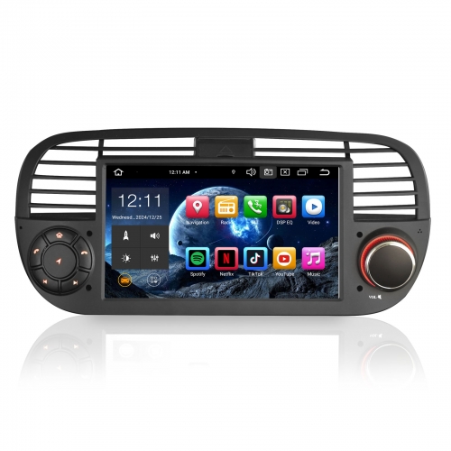 Erisin ES8550FB 7 Zoll 8-Kern Android 14 Autoradio mit GPS Navigation Für Fiat 500/500C/500S/500E Unterstützt Wireless CarPlay DAB+ OBD2 Wifi Canbus