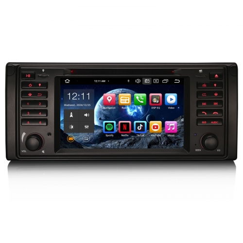 Erisin ES8539B 7 inch 8-Core Android 14 Car Stereo Sat Nav GPS CarPlay DAB+ Canbus Navigation CD Player RDS For BMW 5 Series E39 M5
