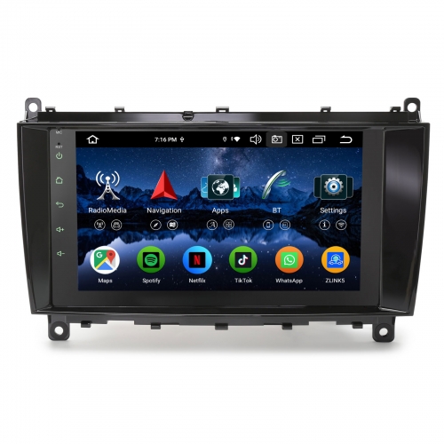 Erisin ES5584C 8" Android 14 Autoradio GPS Navi Für Mercedes Benz CLK-Klasse W209 C209 A209 CarPlay Android Auto DAB+ Wifi 4G DSP IPS-Bildschirm