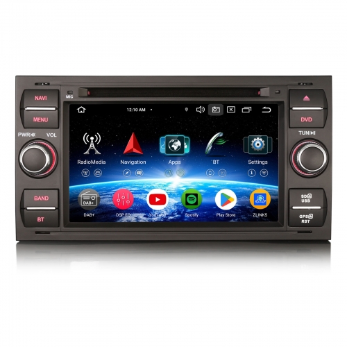 Erisin ES6566FB 7" Android 14 Autoradio GPS Navigation für Ford Focus Fiesta C-Max S-Max Galaxy Mondeo CarPlay Android Auto DAB+ DSP CD Player SWC