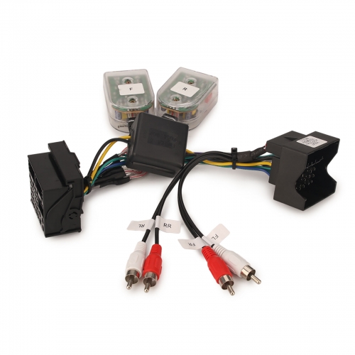 TT79-L Quadlock to ISO Adapter Cable for Audi with Impedance Converter (High-to-Low), Plug & Play, Compatible with Factory Amplifier