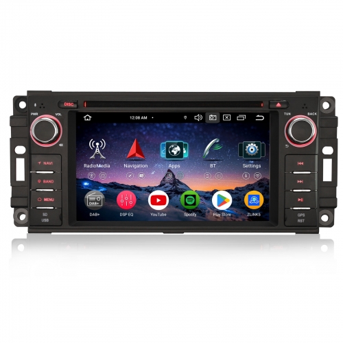 Erisin ES6572J Android 14 Autoradio Bluetooth GPS Navi für Jeep Compass Patriot Chrysler 300C Dodge Avenger Journey RAM 1500 CarPlay Android Auto DAB+