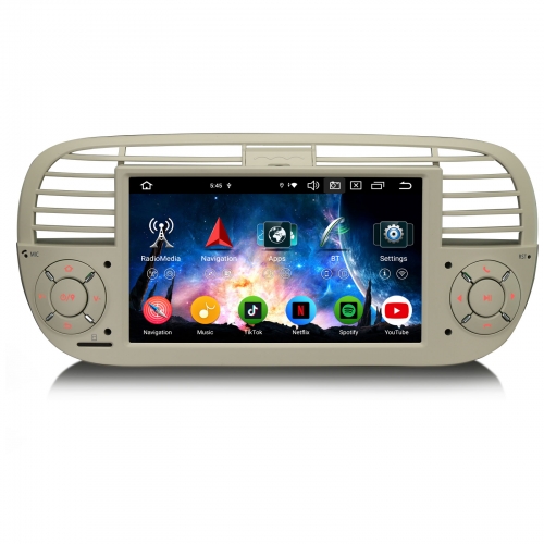 Erisin ES6550FW Android 14 Autoradio GPS Navigation für Fiat 500/500C/500S/500E CarPlay Android Auto DAB+ Touchscreen Wifi DSP Canbus Lenkradsteuerung