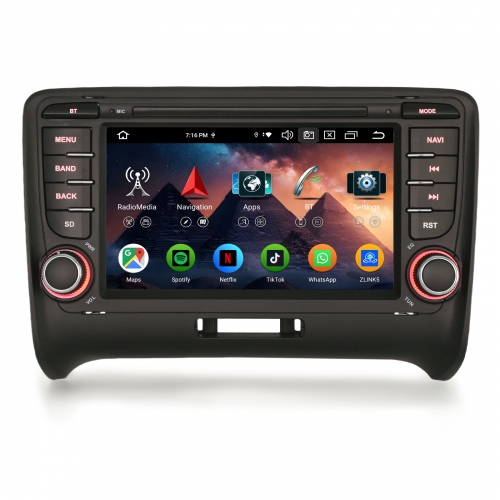 Erisin ES5577A 7 Zoll 8-Kern Android 14 Autoradio GPS Navigation CarPlay Android Auto DAB+ RDS Touchscreen Für AUDI TT MK2 Bluetooth 5.0 Canbus SWC