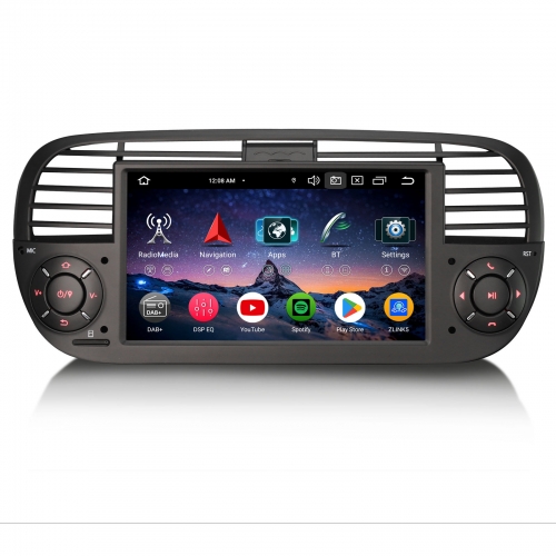 Erisin ES6550FB 7" Android 14 Autoradio CarPlay 1 Din für Fiat 500/500C/500S/500E GPS Navigation Android Auto DAB+ Wifi 4G FM RDS DSP Canbus SWC