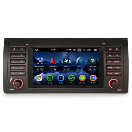 Erisin ES5553B 7 Zoll Android 16 Autoradio Bluetooth GPS Navigation DAB+ CarPlay Android Auto IPS Touchscreen Für BMW X5 E53