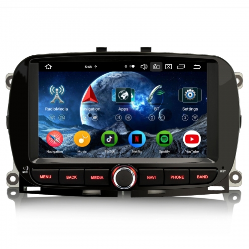 Erisin ES6551F 8-Core Android 16 Autoradio For FIAT 500/500C/500S/500E 2016-2019 500 Hybrid CarPlay Android Auto GPS Navigation DAB+ RDS FM DSP Canbus