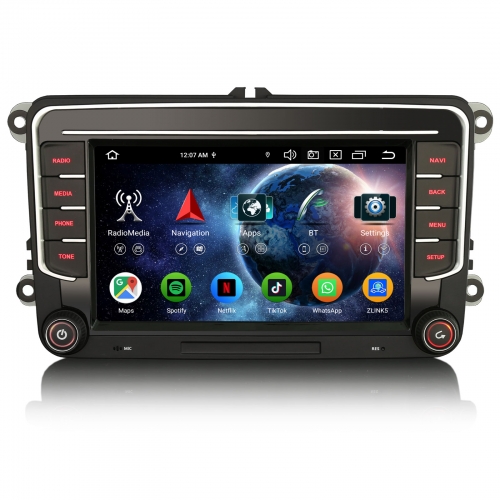 Erisin ES5535V 7" Android 14 Autoradio GPS Navigation Für VW Passat B6 Golf 5/6 Polo 6R Caddy T5 Tiguan Touran Seat Skoda DAB+ CarPlay Android Auto