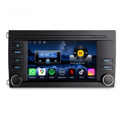 Erisin ES6614C 7 Zoll Qualcomm 8-Kern Android 14 Autoradio mit GPS Navi Für Porsche Cayenne 2003-2010 CarPlay Android Auto DAB+ Canbus