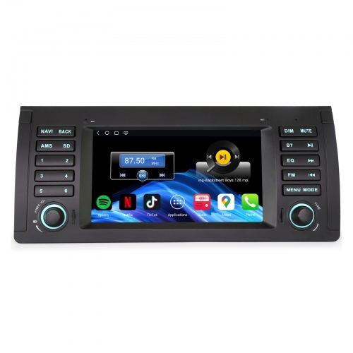 Erisin ES6653B 7 Zoll Qualcomm Android 14 Autoradio Bluetooth mit GPS Navigation für BMW X5 E53 CarPlay Android Auto DAB+ RDS Canbus Touchscreen