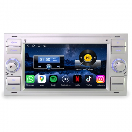 Erisin ES6666FS 7 Zoll Qualcomm Android 14 Autoradio CarPlay für Ford Fiesta Focus Kuga Transit C-Max S-Max Galaxy GPS Navi Android Auto DAB+ RDS