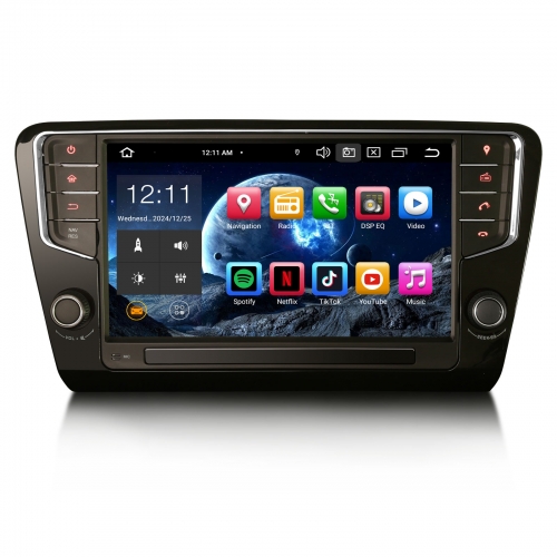 Erisin ES8527S 8-inch 8-Core Android 16 Autoradio GPS CarPlay Android Auto DAB+ Navigation RDS OBD2 DSP SWC Wifi For SKODA Octavia III