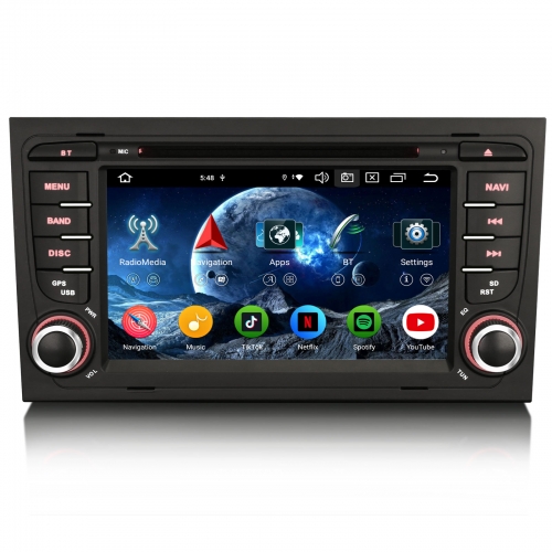 Erisin ES6574A 7 Zoll Android 16 Autoradio GPS Navigation für Audi A4 S4 RS4 Seat Exeo CarPlay Android Auto CD DVD DAB+ Canbus FM Lenkradsteuerung