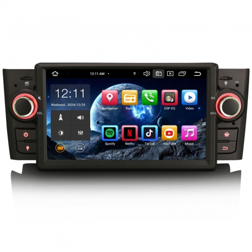 Erisin ES8523L 7 Zoll 8-Kern Android 16 Autoradio GPS Navigation für Fiat Punto Linea mit CarPlay Android Auto Bluetooth DAB+ RDS Wifi 4G Canbus