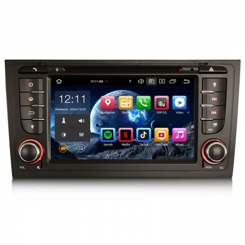 Erisin ES8506A 7 zoll 8-Kern Android 16 Autoradio mit CD Player GPS Navigation für Audi A6 S6 RS6 Allroad CarPlay Android Auto DAB+ BT5.0 DSP DVD Canb