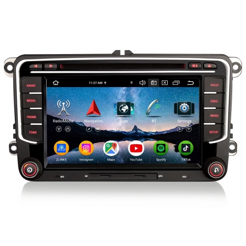 Erisin ES9134V 7" Android 16 Autoradio CD GPS Navigation for VW T6 Caddy MK3/4 Polo 6R Crafter Amarok SKODA Yeti CarPlay Android Auto DAB+ Canbus SWC