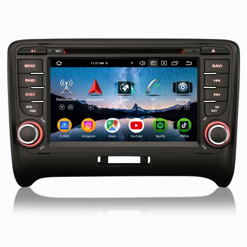Erisin ES9177A 7 Inch Android 16 Autoradio with CD Player GPS Navigation for Audi TT MK2 2006-2014 DAB+ CarPlay Android Auto Canbus Lenkradsteuerung