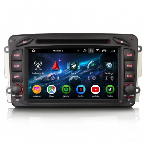 Erisin ES9163C 8-Kern 8GB+128GB Android 16 Autoradio CarPlay GPS Navigation für Mercedes C Klasse W203 CLK W209 Viano Vito W463 Android Auto DAB+ Canb