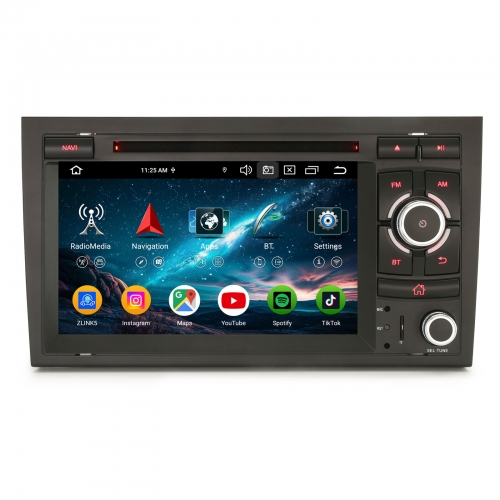 Erisin ES9128A 7 Zoll Android 16 Autoradio CarPlay mit CD Player für Audi A4 S4 RS4 B9 B7 Seat Exeo GPS Navigation Android Auto DAB+ Lenkradsteuerung