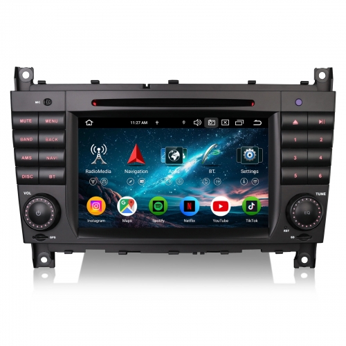 Erisin ES9169C 7 Inch Android 16 Autoradio with CD Player GPS Navigation for Mercedes Benz C Class W203 CLC W203 G W463 CarPlay Android Auto DAB+ DVD