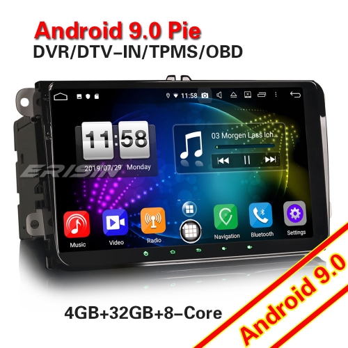 Erisin ES7791V SWC Android 9.0 PX5 Autoradio For VW Seat Golf 5 6 Skoda Altea Fabia DAB+ 9"