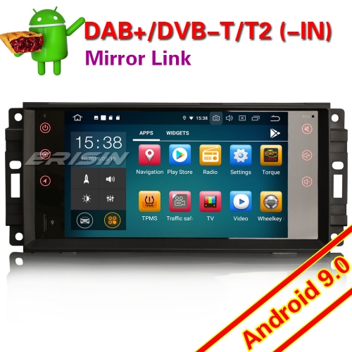 Erisin ES7976J GPS Android 9.0 Jeep Chrysler Dodge Autoradio Bluetooth DAB+TNT TPMS CarPlay 7” SWC TNT BT 4G TPMS DVR OBDII Mirror Link Bluetooth Spli