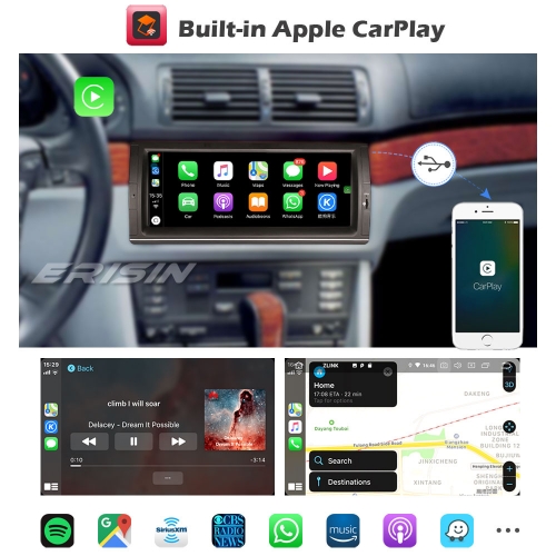 Erisin ES1253B SWC CarPlay Android 9.0 BMW 5 Series E39 X5 E53 M5 Car Stereo Sat Navi DAB+ 10.25" SWC TPMS DVR OBDII Mirror Link Bluetooth 5.0