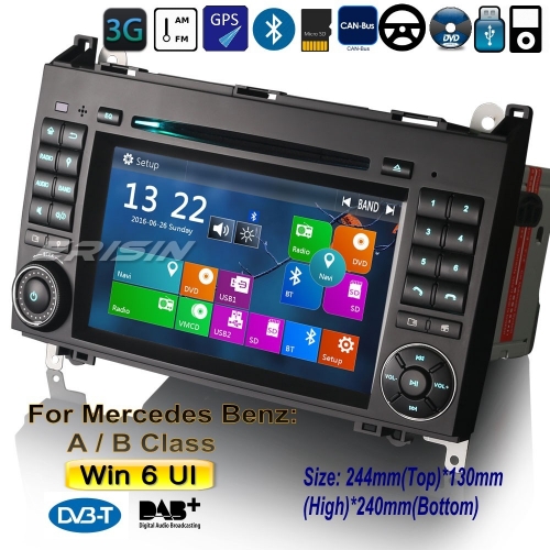 Erisin Car DVD Player Mercedes Benz A Class / B Class Sprinter Vito Viano VW Crafter ES7270B 7in Stereo GPS Sat Navi DAB+ CD USB TNT USB SD DVR