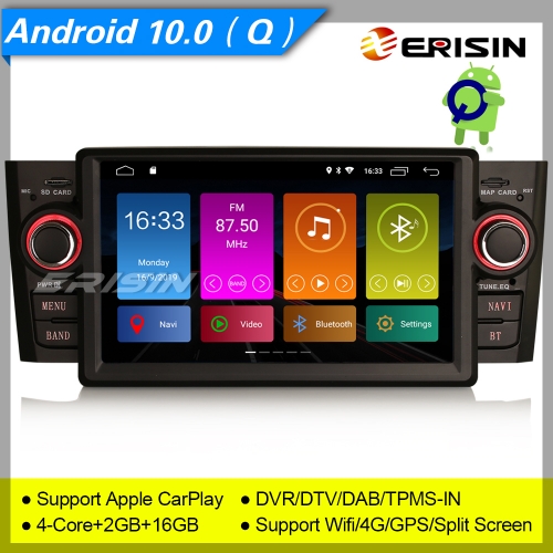 Erisin ES3073F CarPlay Android 10.0 Fiat DAB+ Autoradio Punto Linea TNT GPS DSP SWC TPMS 4G 7" TPMS DVR OBDII Mirror Link Bluetooth Split 4G CAM