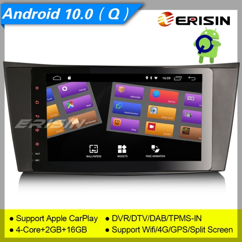 Erisin ES3181E Sat Navi SWC Android 10.0 Mercedes Car Stereo CLS G E W219 W463 W211 DAB+TPMS CarPlay 8" DVR CAM Mirror Link Split Screen GPS