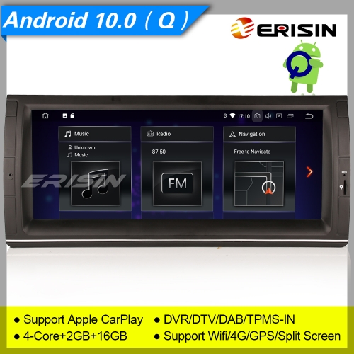 Erisin ES3003B CarPlay SWC Android 10.0 Car Stereo BMW E53 E39 5er X5 M5 DAB+DSP Navi DVR 10.25" TPMS DVR OBDII Mirror Link Bluetooth Split 4G CAM