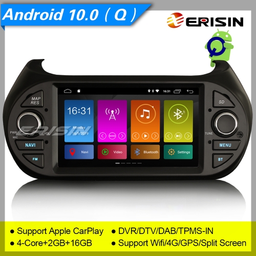 Erisin ES3075F DSP CarPlay DAB+Android 10.0 Fiat Fiorino Citroën Nemo Peugeot Autoradio TNT 7" OBD II DVR CAM TPMS Wifi Mirror Link 4G