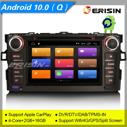 Erisin ES3017A For TOYOTA AURIS COROLLA ALTIS SWC GPS DVD Autoradio Android 9.0 DAB+ 7" TNT TPMS CarPlay TPMS DVR OBDII Mirror Link Split 4G CAM