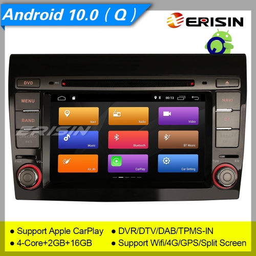 Erisin ES3071F GPS Android 10.0 Fiat Bravo Autoradio Bluetooth DVD DAB+TNT TPMS DSP CarPlay SWC OBD II DVD Bluetooth DVR CAM Mirror Link Split Screen
