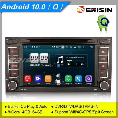 For VW T5 Multivan Touareg Android 10 Car DVD Player DAB+DVR 8-Core OBD DSP 7" Erisin ES8706T