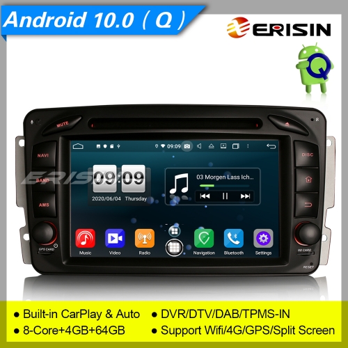 Android 10.0 Car DVD Player Stereo DAB+Mercedes Benz C,CLK,G W203 W209 W639 W463 DSP 7" Erisin ES8716C
