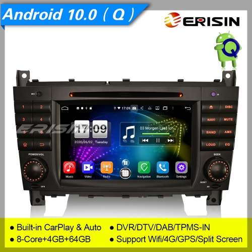 DSP CarPlay Android 10.0 Mercedes Benz Car DVD Player Car Stereo C CLC CLK W203 W209 DAB+ 7" Erisin ES8718C