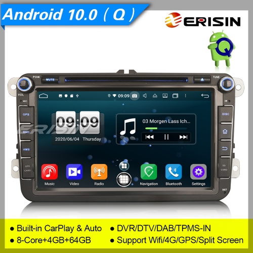 Android 10 Car DVD Player Car Stereo For VW Golf Polo Seat Skoda Jetta Fabia DAB+DSP 8" Erisin ES8715V