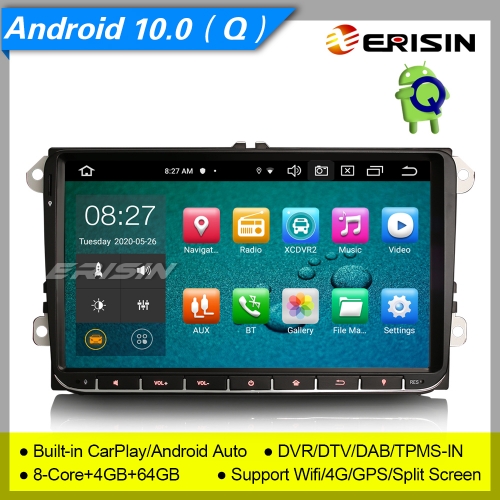 4+64GB PX5 8 Core Android 10.0 Autoradio For VW Seat Golf Jetta Fabia Skoda Touran DAB+ GPS TNT DVT TPMS Bluetooth SWC 9" Erisin ES8128V