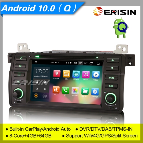 8 Core 4+64GB PX5 Android 10.0 Autoradio BMW E46 M3 3er Rove 75 MG ZT CarPlay Car DVD GPS DSP DAB+ TPMS DVR BT TNT TPMS OBD 7" Erisin ES8162B