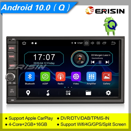 2+16GB PX30 Autoradio Android 10.0 2 Din Car Stereo Car Radio Double DAB+ Radio CarPlay Sat Navi TPMS DVR Bluetooth OBD DTV USB SD 7" Erisin ES5970U