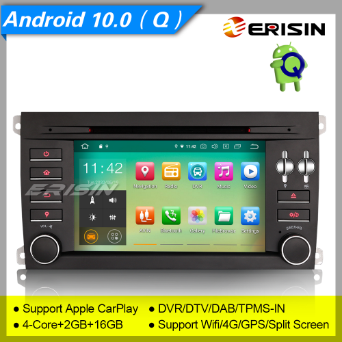 2+16GB PX30 Porsche Cayenne Car DVD Player Android 10.0 BT CarPlay DAB+ Radio Car Stereo Sat Navi GPS DVR TPMS DTV OBD BT SWC USB  7" Erisin ES5197C