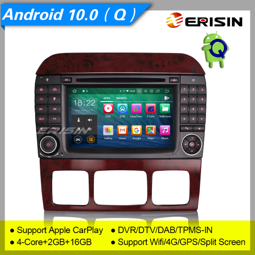 2+16GB PX30 CarPlay Autoradio Android 10.0 Mercedes Benz Classe S W220 Classe CL W215 DAB+ Car DVD GPS TPMS DVR SWC BT USB SD TNT 7" Erisin ES5182S