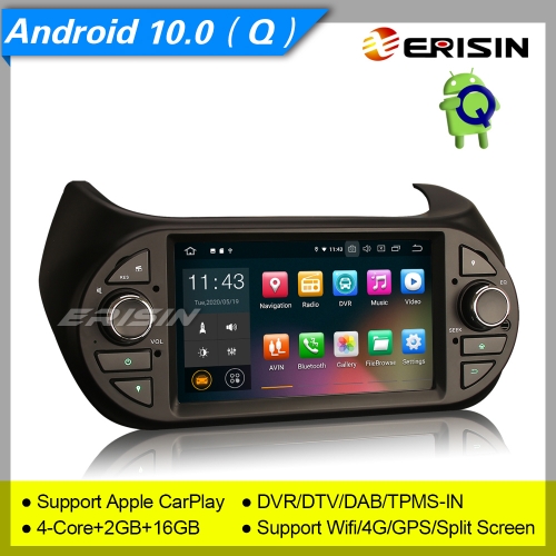 2+16GB PX30 Android 10.0 Fiat Fiorino Citroen Nemo Peugeot Bipper Autoradio DAB+ TNT TPMS DVR OBD GPS USB 4G Bluetooth USB 7" Erisin ES5125F