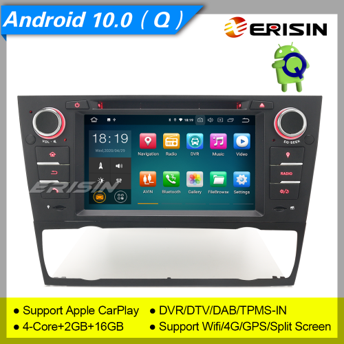 Autoradio tactile GPS Bluetooth Android & Apple Carplay BMW Série 3 E90,  E91, E92, et E93 de 2005 à 2012 + caméra de recul