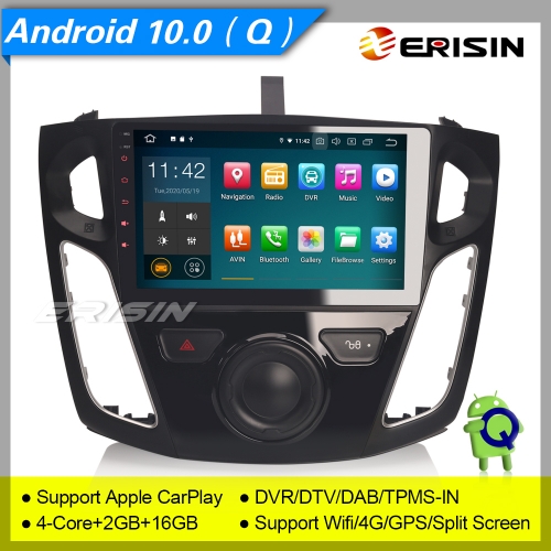 2+16GB PX30 Autoradio Ford Focus 2012-2017 Android 10.0 GPS DVR DAB+ CarPlay BT OBD TPMS TNT SWC CAM USB 9" Erisin ES5195F