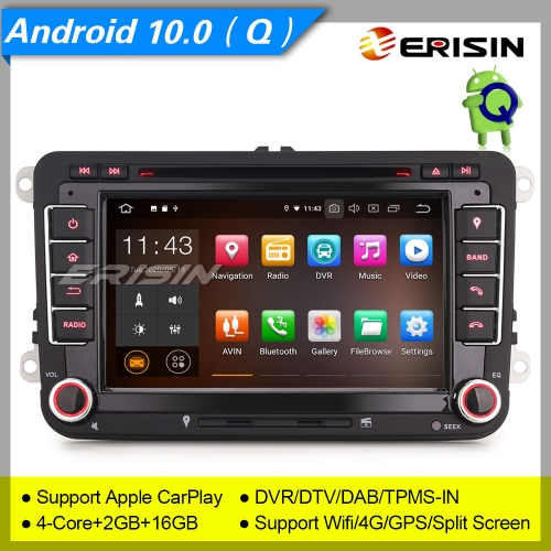 2+16GB PX30 Android 10.0  DAB+ Radio Car DVD Player For VW Golf T5 Yeti Seat Passat Skoda Jetta Fabia 4G SWC BT Sat Navi DVR TPMS 7" Erisin ES5148V
