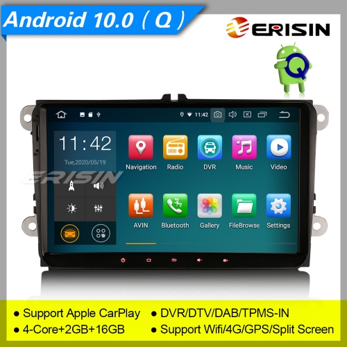 2+16GB PX30 Android 10.0 Autoradio For VW Seat Golf T5 Fabia Skoda Toledo  Jetta Tiguan CarPlay DAB+ TNT SWC DVR GPS TPMS BT 9" Erisin ES5118V